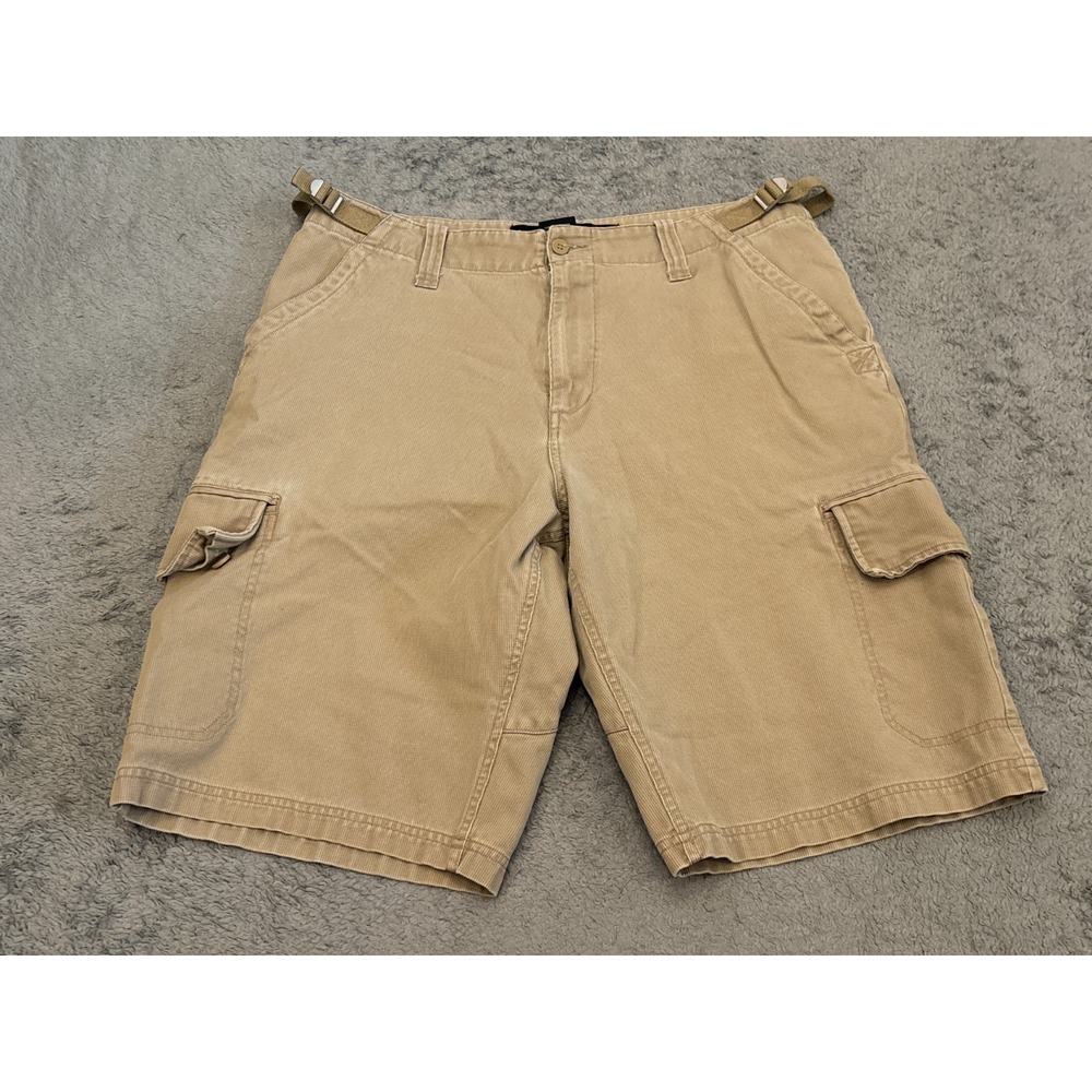 Vintage Y2K Joe Boxer 8 Ball Cargo Shorts Mens 34 Beige Tan Baggy Skater Pockets